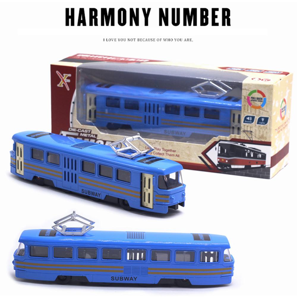 1/90 City Bus Train Tram Diecast Pull Back Model W/LED Music Developmental Car Toy