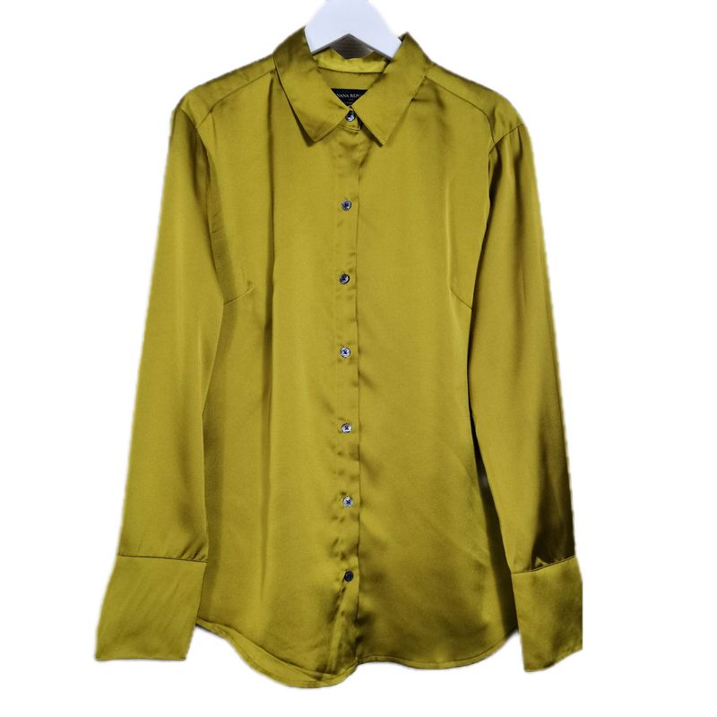 Export Fashion Original Single Cut Label Peter Pan Collar Long Sleeves Shirt Women's Acetate Silks and Satins Basic Style Business Shirt Base