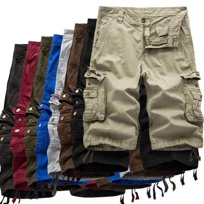 Herren Sommer Einfarbig Baumwolle Lässig Cargo Übergröße Design Hübsche Mehrfach-Taschen Shorts