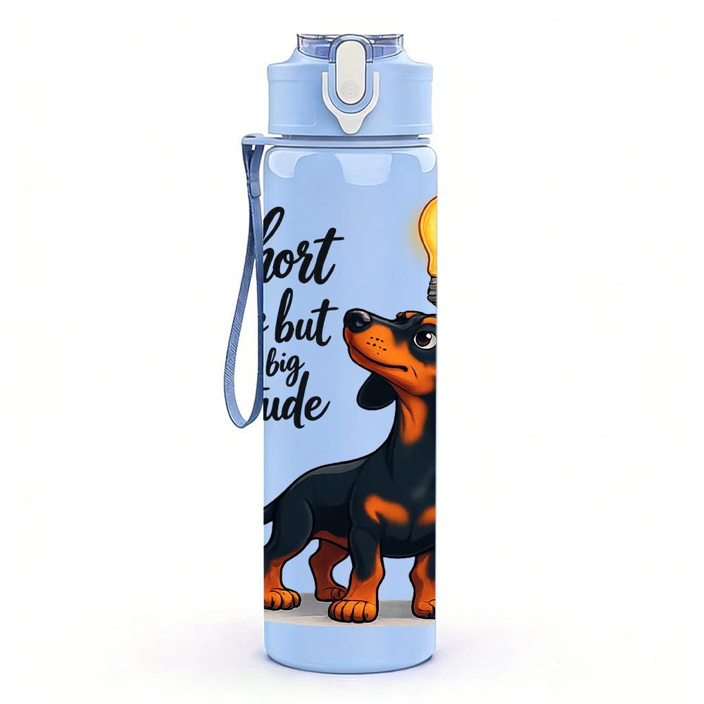 1PC Light Bulb Dachshund Quote Text 750ml Color Plastic Water Bottle Leakproof Flip Straw Lid For Sports Office Home Use