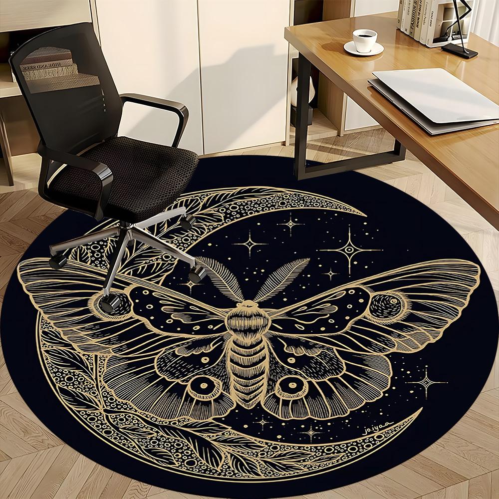 1pc Moth Crescent Moon Carpet, Round Non Slip Durable Large Size Office Carpet, Suitable for Office