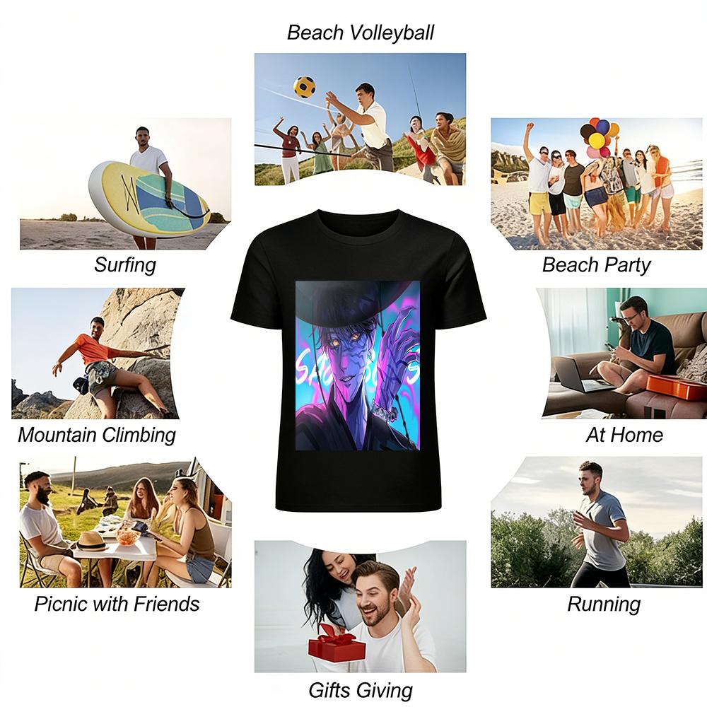 Jujutsu Kaisen Fushiguro Megumi Domain Expansion Print Casual T-shirt Unisex Loose Top Pure Cotton T-shirt