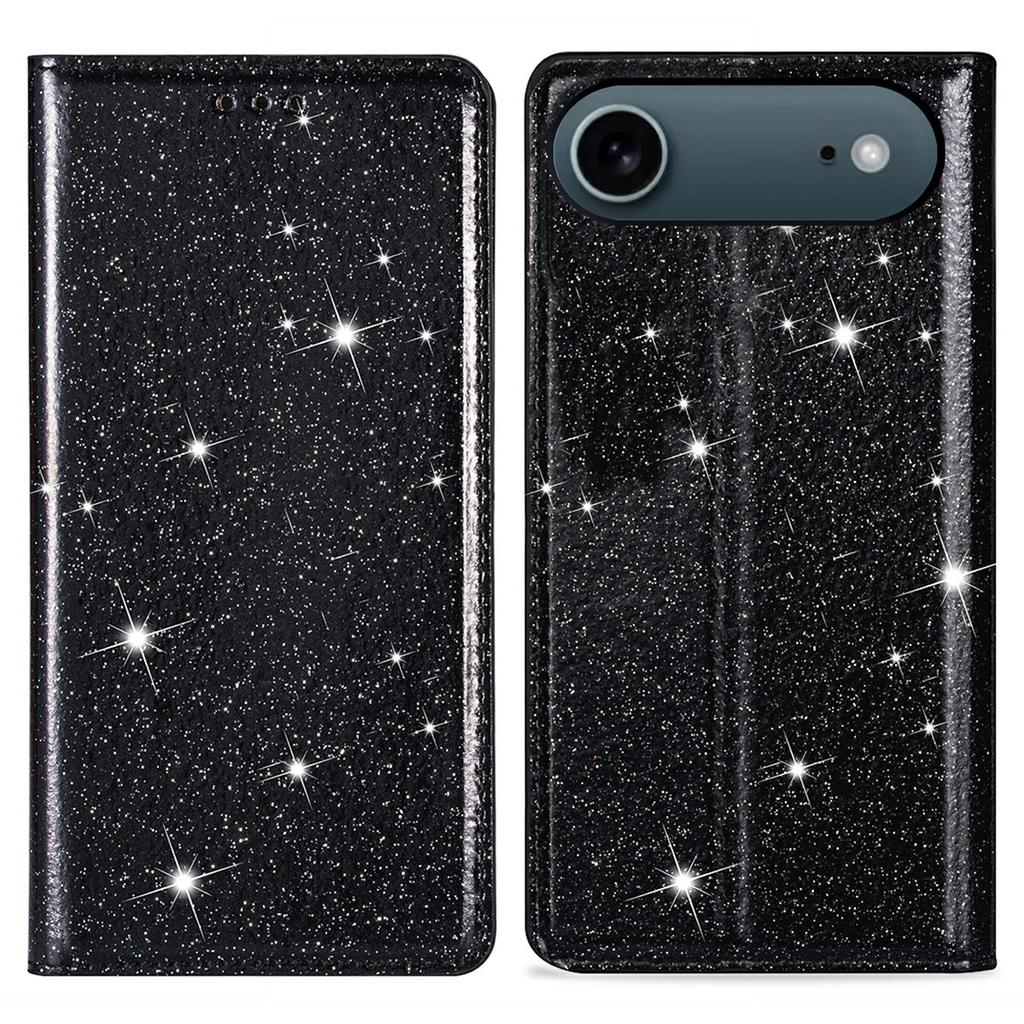 For iPhone 17 Air Case Glittery PU Leather+TPU Card Slot Phone Cover