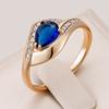 Sparkling Blue Natural Zircon Ring For Women Luxury Rose Gold Color Vintage Wedding Party Daily Fine Jewelry