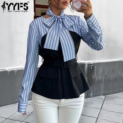 Women's Fashion Casual Spring Autumn Stripe Print Long Sleeve Blouses & Shirts