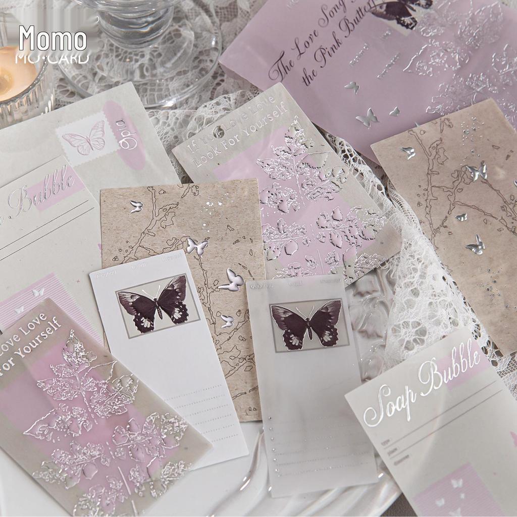 MòMò Hot Stamping Embossed Sticky Notes - Realm of Plain Shadows Series - 10 Sheets for Journal Decoration