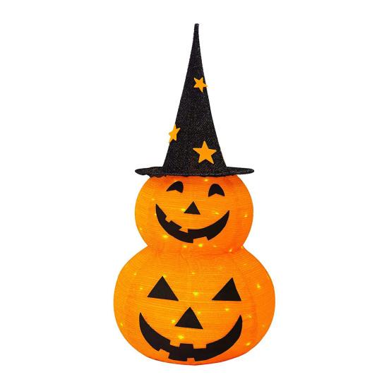 3FT Halloween Collapsible Pumpkin Decoration Battery Operated Light Up Pumpkin Light Pop Up Jack-o-Lantern for Indoor Outdoor Yard Porch Holiday Decor