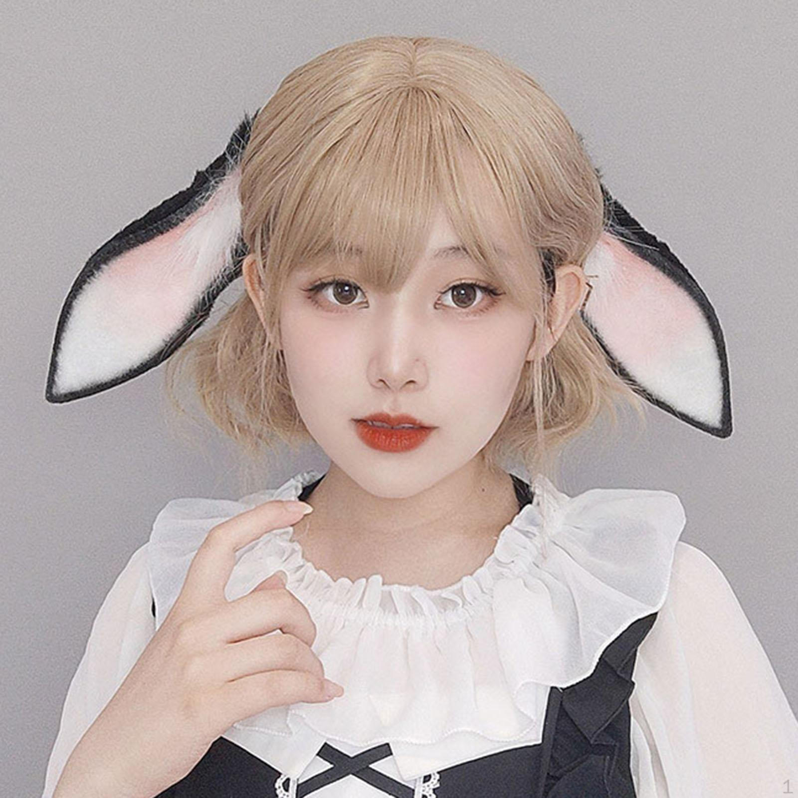 

Обруч для волос с плюшевыми ушками кролика для карнавала, вечеринки, Рождества black and white