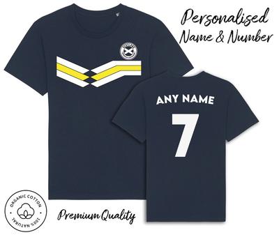 Scotland Strip T-Shirt Personalised Name and No Adult Kids Baby,Football 6 Nations