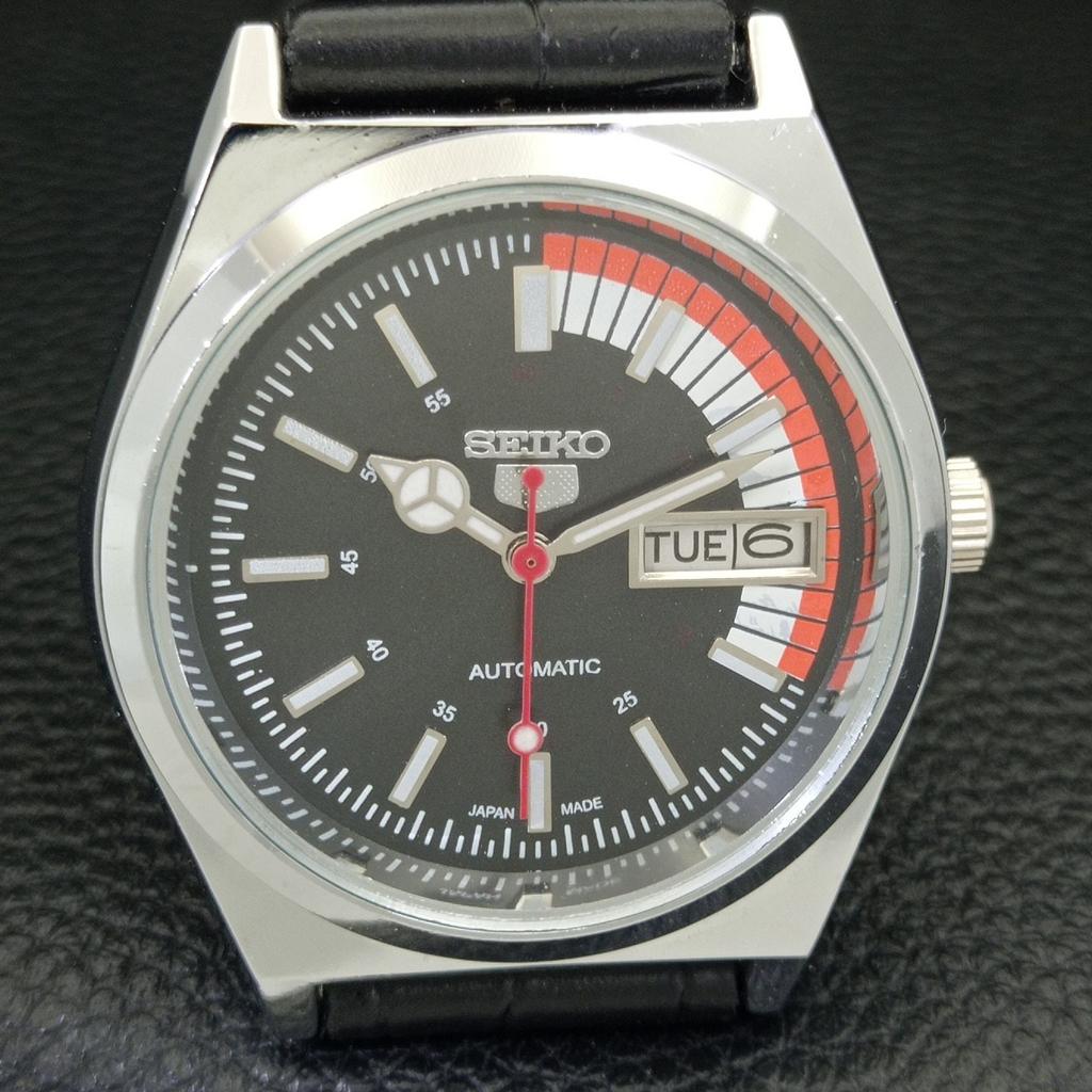 VINTAGE REFURBISHED SEIKO 5 AUTOMATIC 6309A JAPAN MENS BLACK WATCH A440885-9 Sk-a440885-1