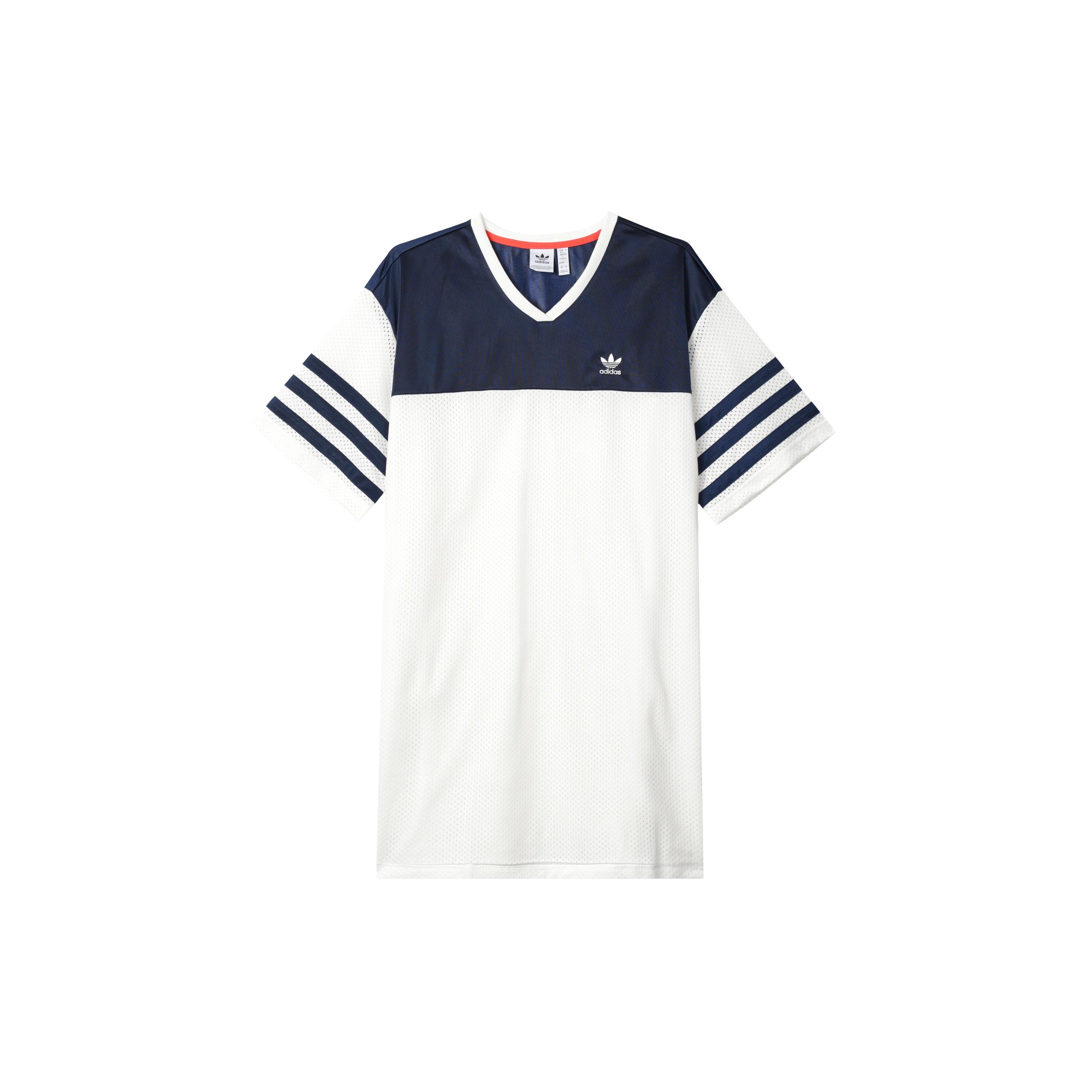 

New Adidas SS24 Short Sleeved Dresses Women s White/Dark Indigo IS2348 XL