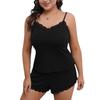 European Plus Size Women's Sexy Lace Pajama Set - Vest and Shorts