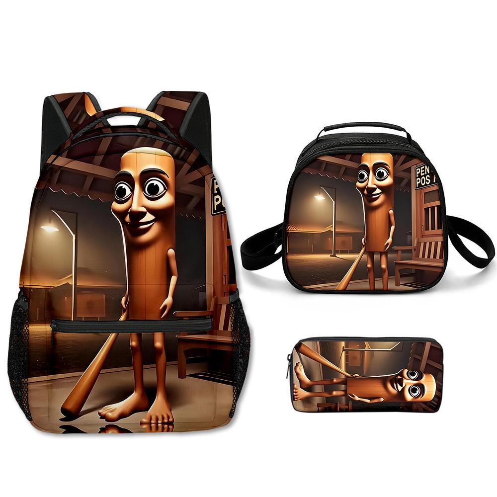 Popolare Novità Cartone Animato Cool tungtungtung Stampa 3D Set da 3 Pezzi Zaini Scolastici per Studenti Zaino per Laptop Borsa a Tracolla Borsa Pranzo Astuccio