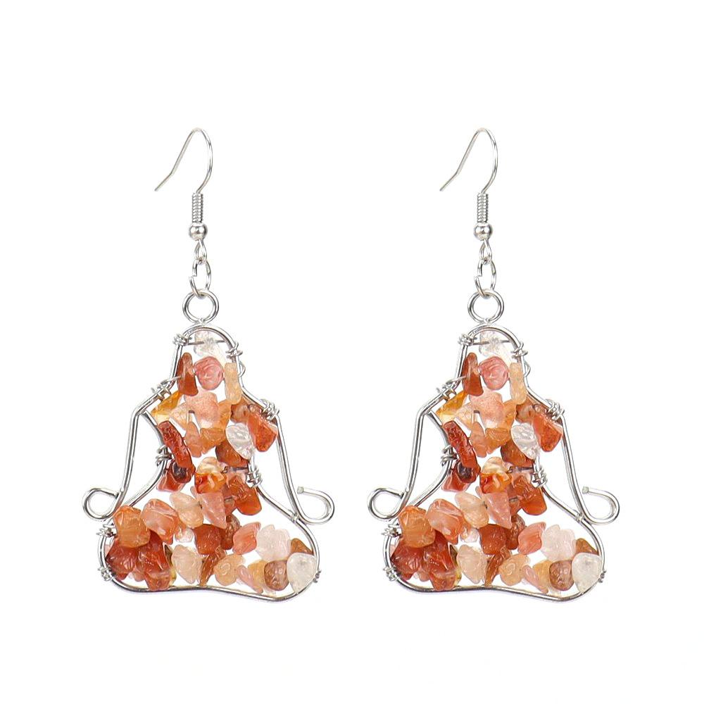 Hand Wound Natural Gravel Crystal Agate Amethyst Yoga Earrings Earrings E14 Fresh And Sweet