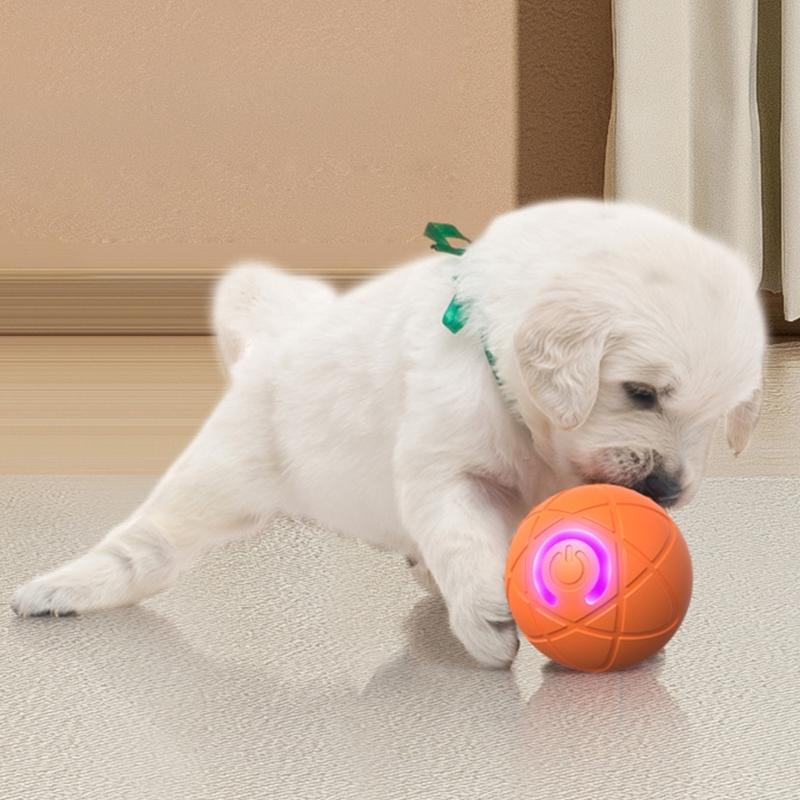 Rechargeable Ball Toy Interactively Dog Ball Toy with Sound Maker and Teeth Cleaning For Dog Motion And Auto Playing