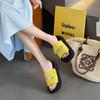 Thick bottom heightening Velcro one-word slippers women's summer new versatile light fashion casual sandals