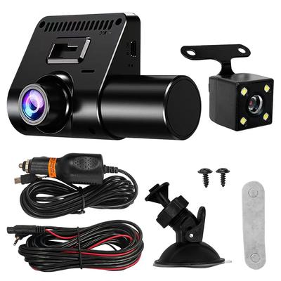 Hiro Dashcam with 3 Simultaneous Front and Rear Adjustable Ideal for Preventing Aggressive Driving Rear 1080P Loop Cameras Recording, Angle, (Front