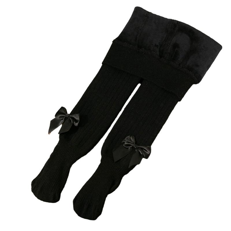Baby Mädchen Strumpfhose Warm und Weich Kinder Thermo Leggings Einfarbig Schleifchen Dekor Strumpfhose für Kalte Jahreszeiten
