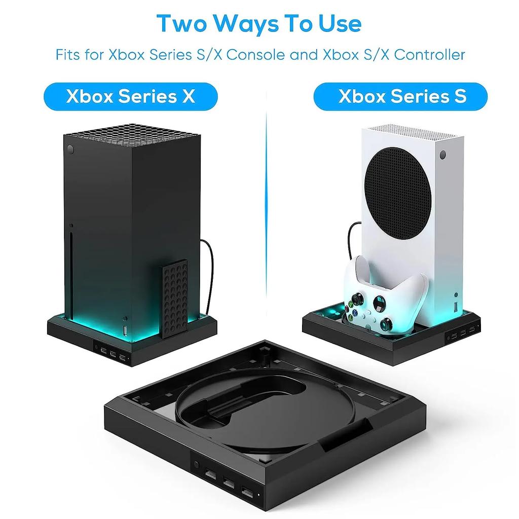 RGB Light Stand Station for Xbox Series X/S Console With 3 Ports USB Hub Colorful LED Base For Xbox Series X/S Game Accessories