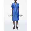 CS Summer Women's Cotton Button Placket Standard Mid Length Long Length Shirt Dress 1290475