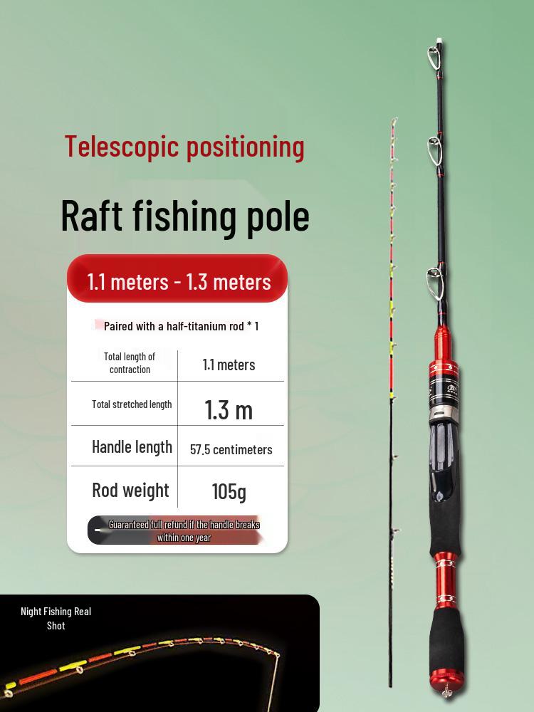 Luminous Telescopic Half-Titanium Bridge Fishing Rod with Soft Tip