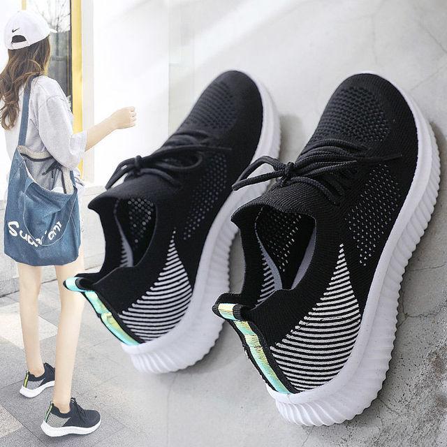 Women 'S Shoes New Breathable Sports Mesh Versatile Summer Hollow Walking Flying Woven No -Slip Ladies Sneakers Zapatos De Mujer