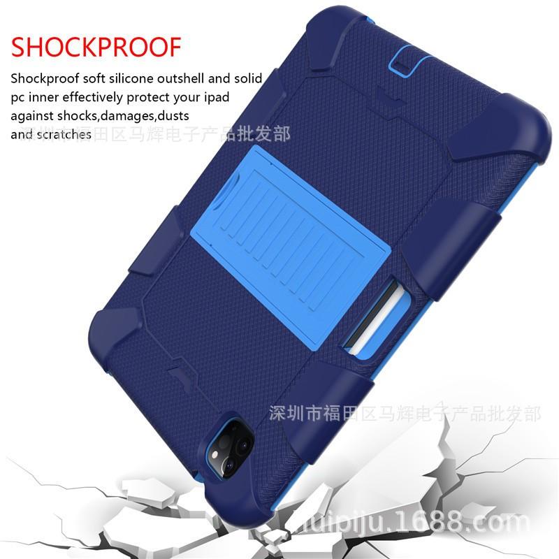 Shockproof Silicone Case With Kickstand IPad Air 4 10.9 Inch 2020 Full Coverage Dual-Tone Design Sleep/Wake Support