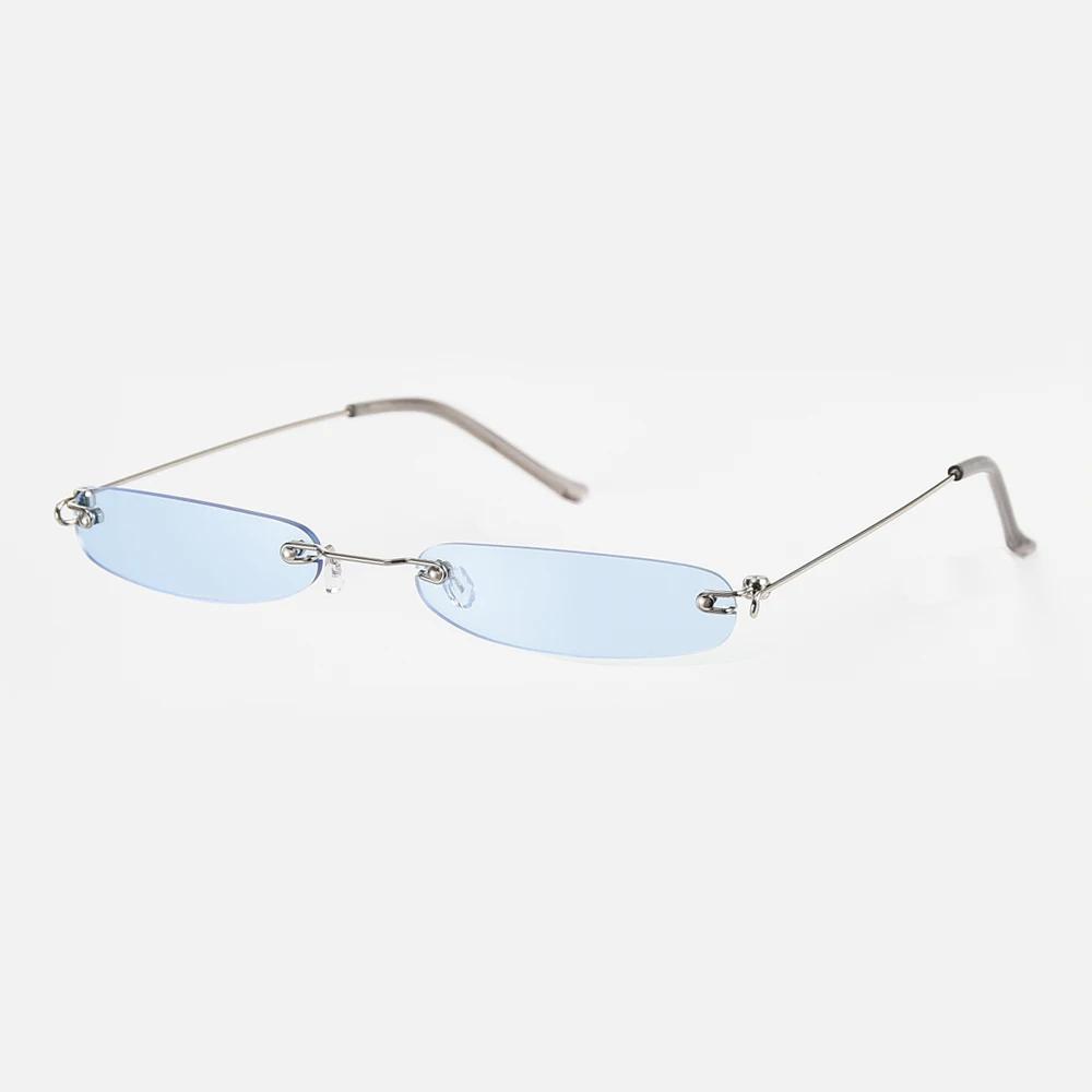 Small Sunglasses Women Men Brand Designer Rimless Narrow Eyewear Luxury Trending Alloy Sun Glasses Streetwear Selfie Artifact