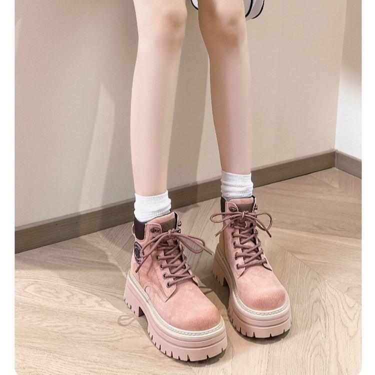 Popular thin and versatile Martin boots for women 2025 autumn and winter new inner height increase rhubarb boots for women classic boots for women