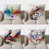Home Decor Colorful Music Notes And Treble Clef Pillow Cover Pattern Cushion Cover Suitable For Sofa Bedroom Car Pillow Cover