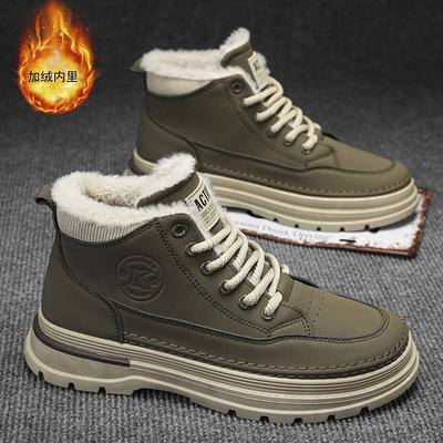 Winter fluweel Martin laarzen heren trend veelzijdig high-top werkschoenen verdikte warme katoenen schoenen dikke zool casual korte laarzen
