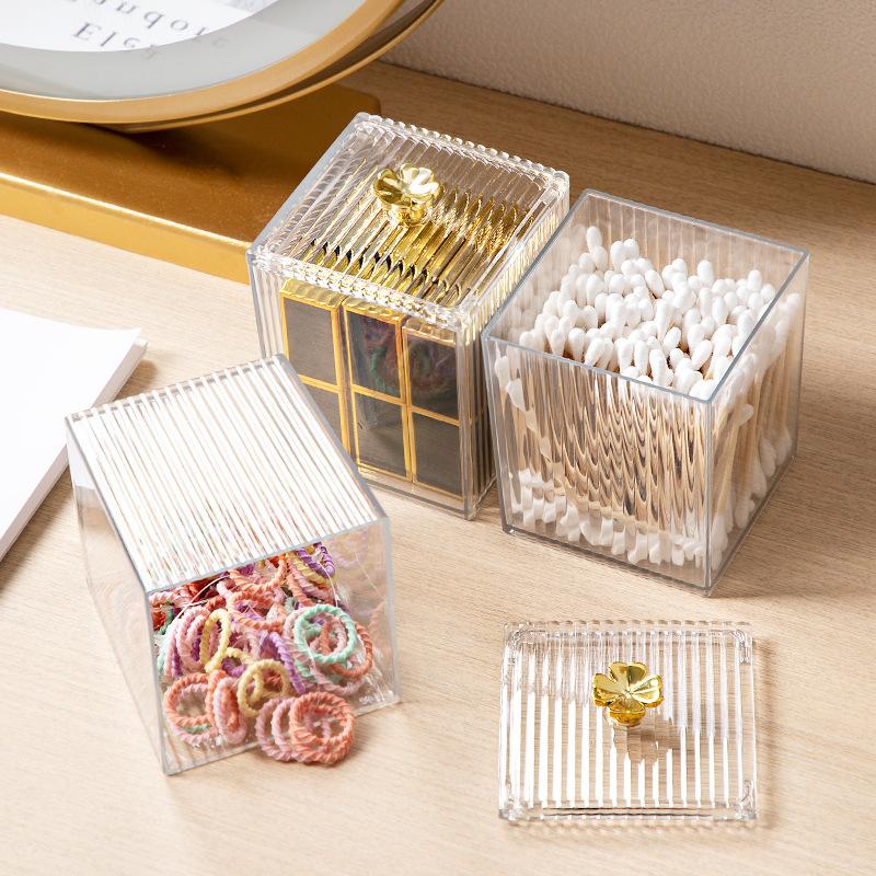 Cotton Swab Storage Box Desktop Dressing Table Dust-proof Transparent Makeup Remover Cotton Lipstick Cosmetic Box