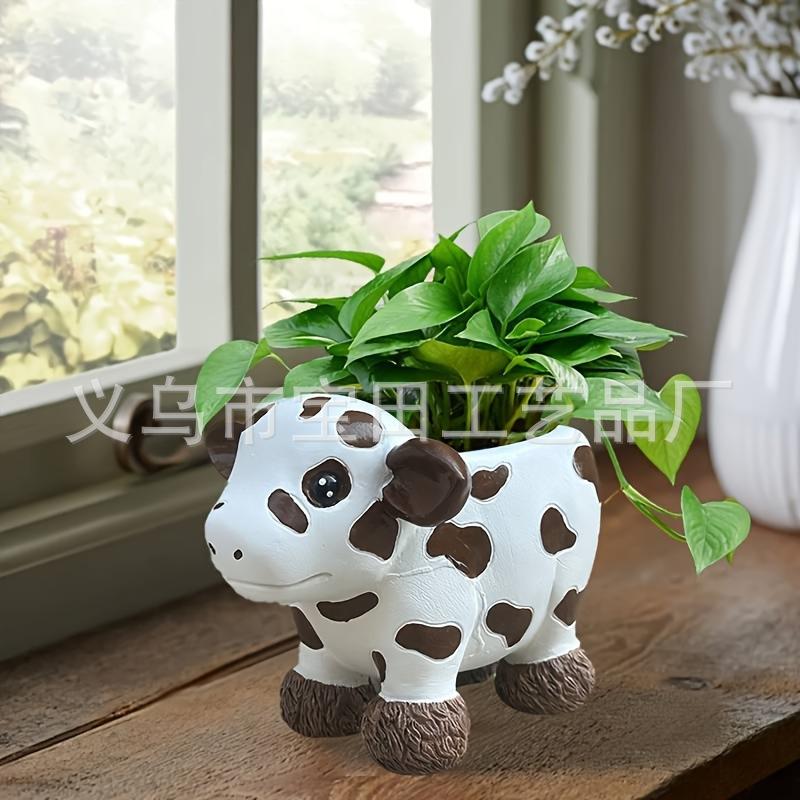 

Cute and delicate bovine resin succulent flowerpot crafts can be used indoors in courtyard gardens