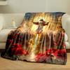 Jesus Roses Halo Blanket  Printed Blanket for Living Room Bed Couch lunch break Soft Cozy Blanket for Friend's festival Gift
