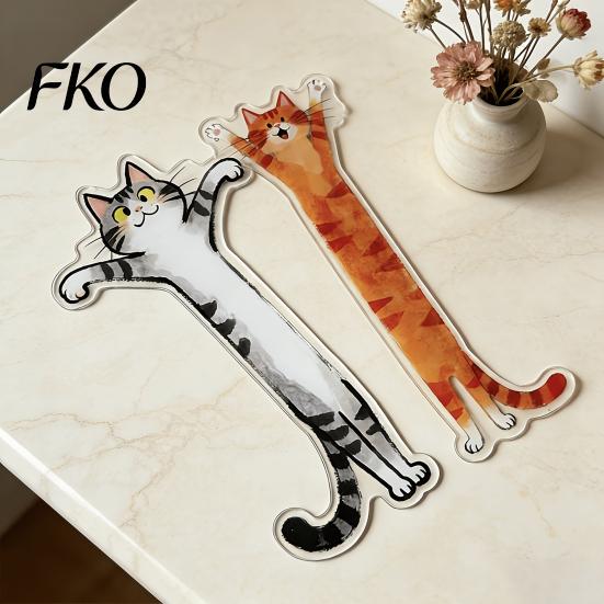 Cat Design Bookmark 5Pcs Acrylic Long Bookmark, Book Mark for Reading Women & Waterproof Men, Decorative Kitten Page Marker, Gifts Readers Lovers