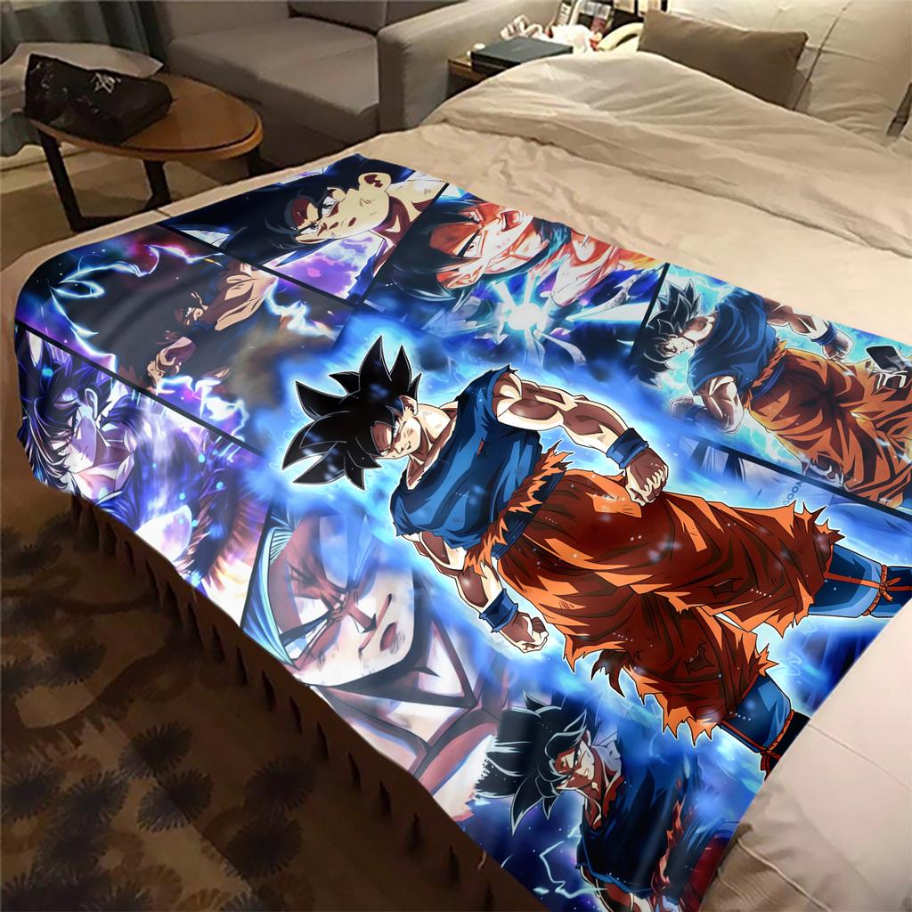 1PC Son Goku Print Flannel Blanket, High quality All Seasons, Home Decor, Warmth and Comfort, Perfect for Christmas Gifts