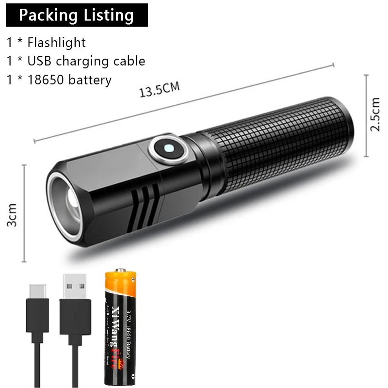 3 F350 LED Mini  Flashlight Powerful Type-C Rechargeable 18350 Battery Torch SST20 2000LM Lamp with Tail Magnet Tactical Lantern