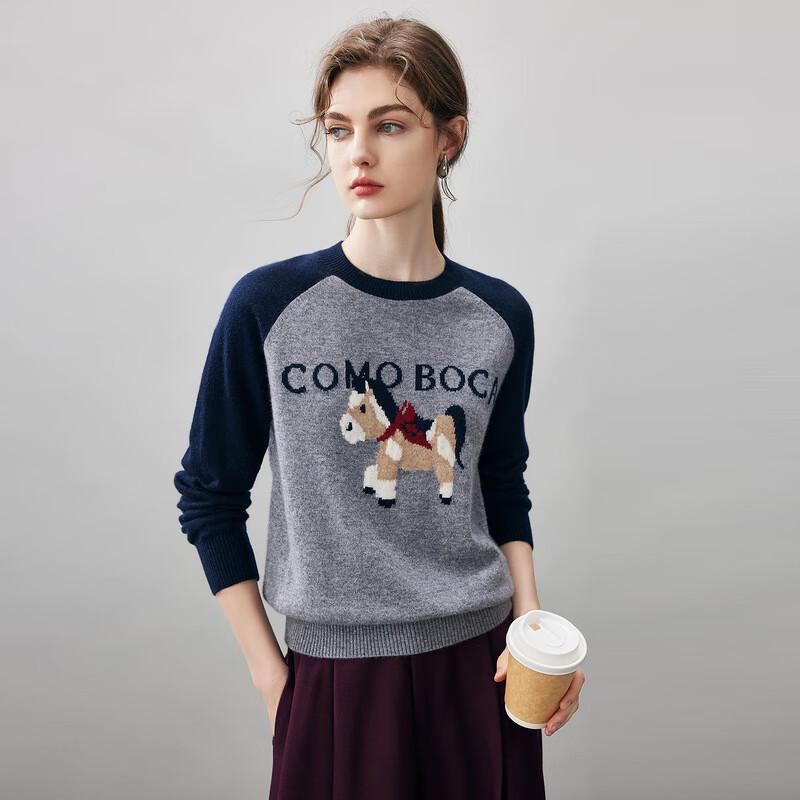 Kemeng Boka Women's Cartoon Cashmere Round Neck Sweater