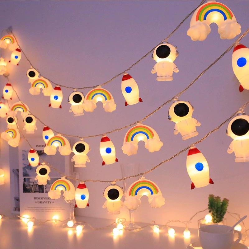 LED Smiling Cloud & Star String Lights for Children's Bedroom, Tent, Birthday Decoration, Battery-Powered Camping & Hanging Lights