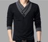 Camiseta De Hombre De Manga Corta Larga Slim Cuello En V Muscle Tee Casual Blusa