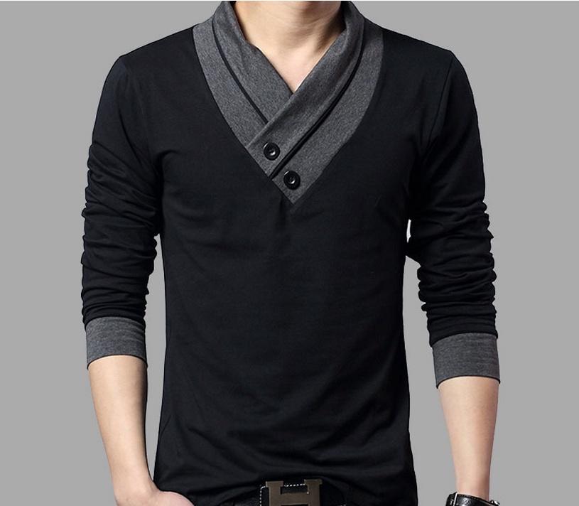 Camiseta De Hombre De Manga Corta Larga Slim Cuello En V Muscle Tee Casual Blusa