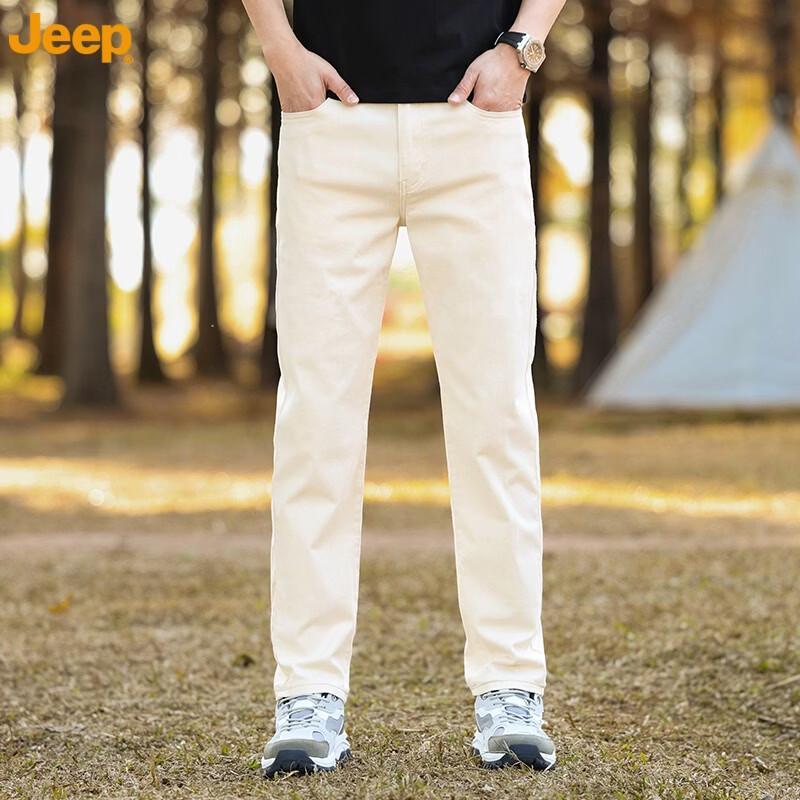 

JEEP Men s 96% Cotton Summer Thin Straight-Leg Jeans 31