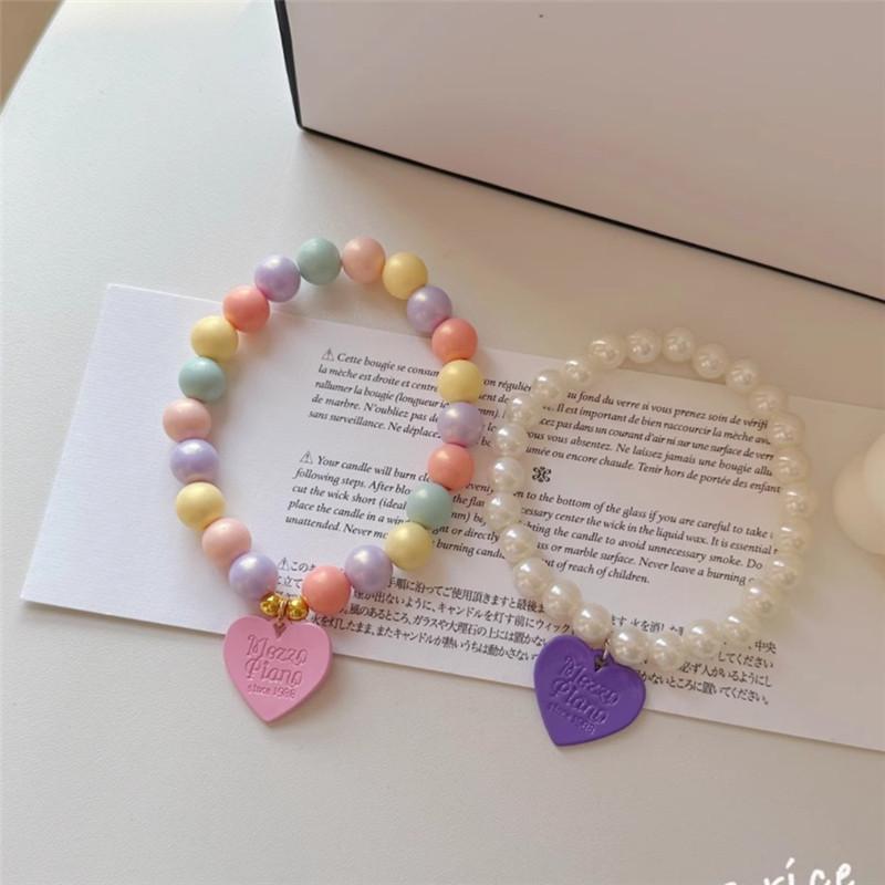 Heart Pendant Pet Pearl Collar Colorful Beads Dog Necklace Cat Collar Puppy Accessories Dog Chain Chihuahua Pet Wedding Jewelry