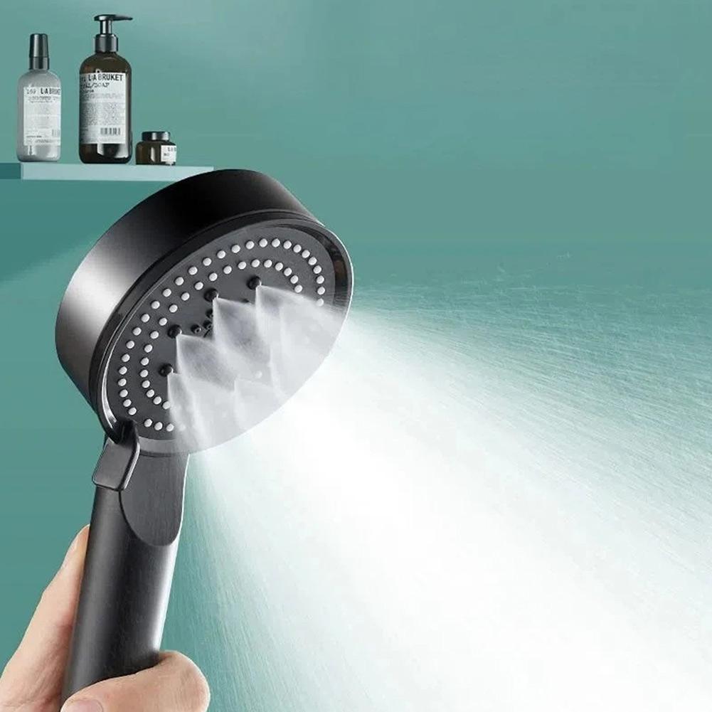 5 Mode Shower Head ABS Plastic Black Fixed Support