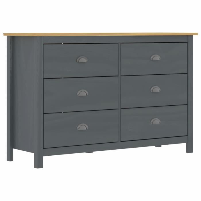 VidaXL Buffet Hill Range Gris 125x40x80 cm Bois de pin solide
