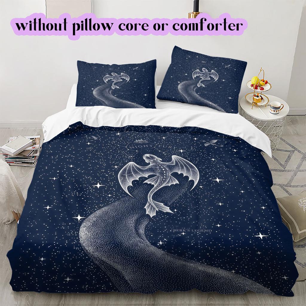 Train Dragon Anime World Duvet Cover,3 Piece Printed Cartoon Set,Cool Trendy Bedroom Comforter Cover Bedding Set_LIAN