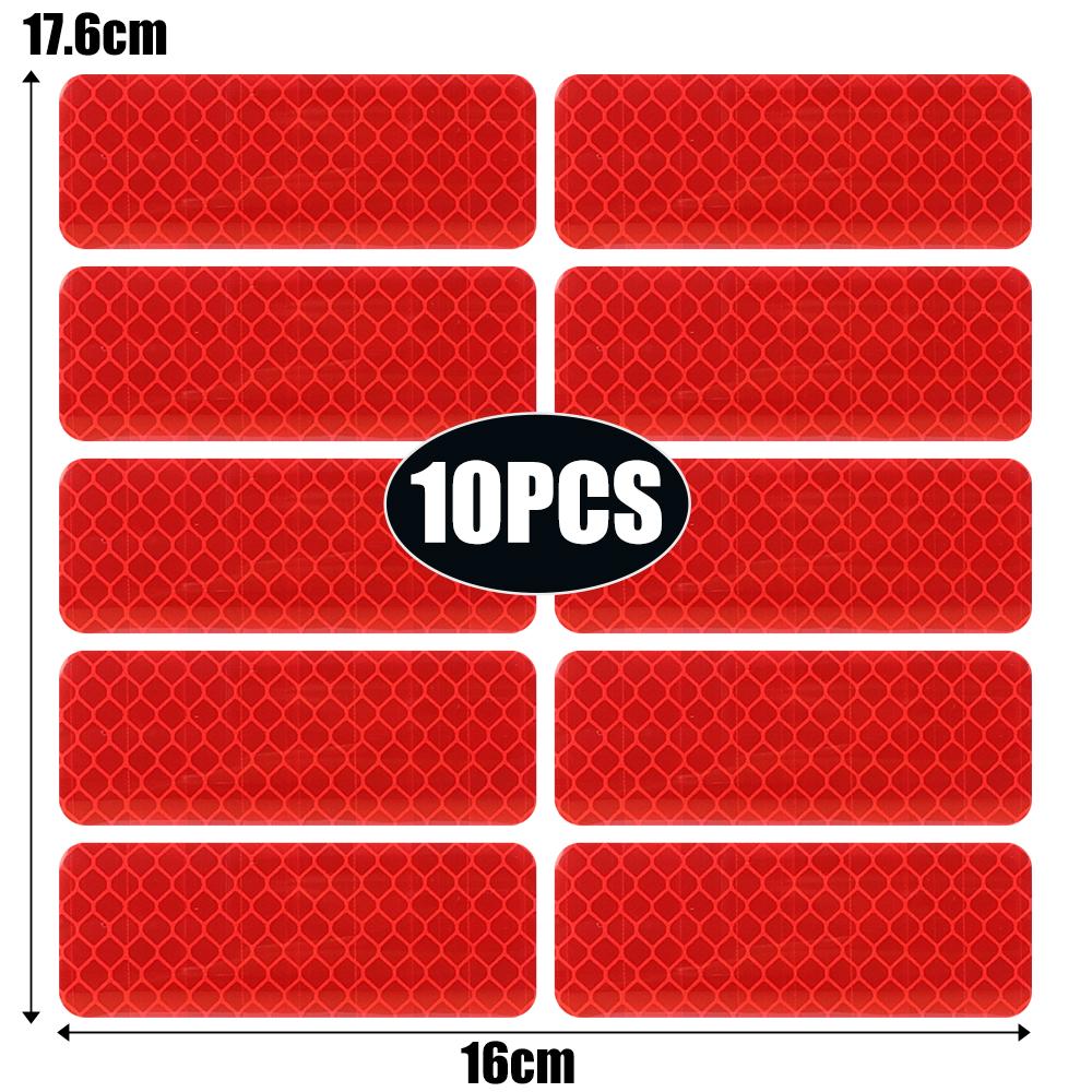 

10pcs Car Bumper Reflective Safety Strip Sticker Warning Reflector Tape Auto Car Accessories Exterior Interior Reflector Sticker красный