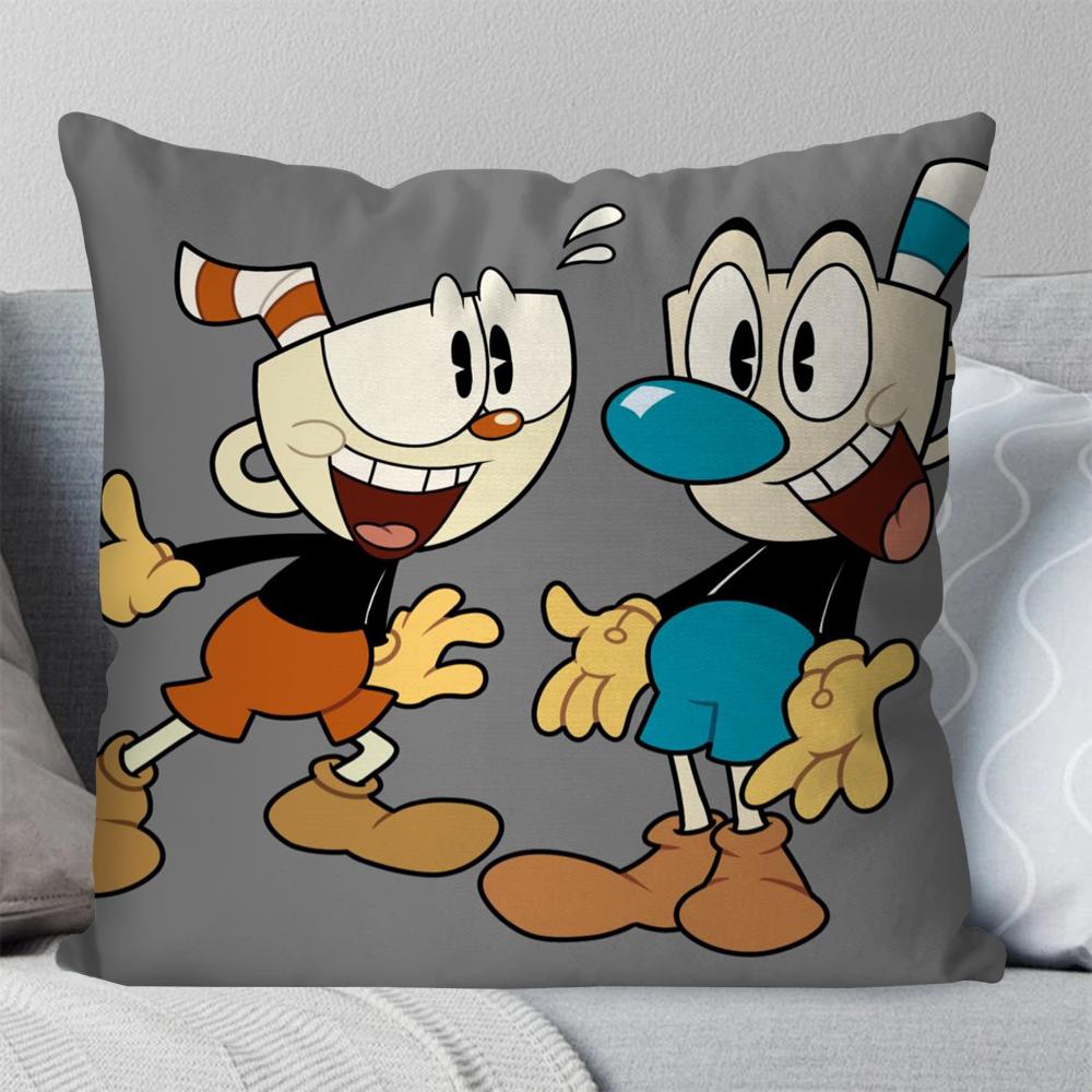 C-Cuperhead Animated Adventure Game Pillow Case Square Pillow Bedroom Sofa Leisure Comfort Car Living Room Home Decoration 40X40
