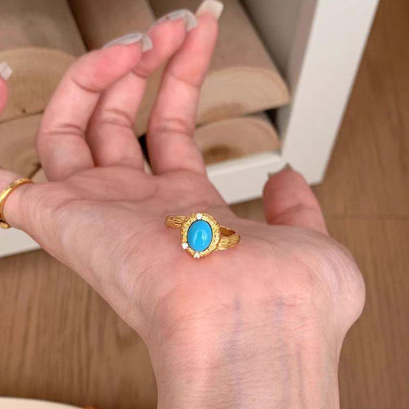 PANJBJ 925 Sterling Silver Blue Stone Ring For Women Texture Frosting Zircon Vintage Design Jewelry Birthday Gift Dropshipping