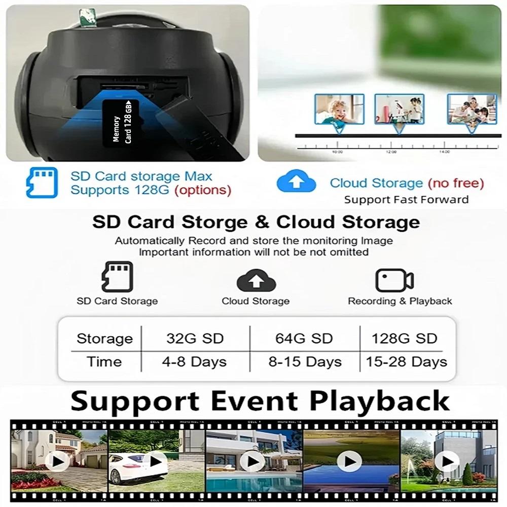 Three-lens Surveillance Camera Outdoor HD Night Vision Full Color Solar Camera